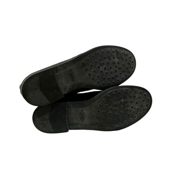 Tod’s Penny Loafer Ankle Boots Glossy Leather Black Chelsea Size 38 US 8 - Picture 9 of 11